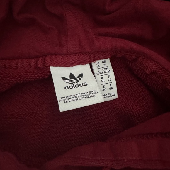 Burgundy Maroon Adidas Original French Terry Hoodie - Picture 3 of 6